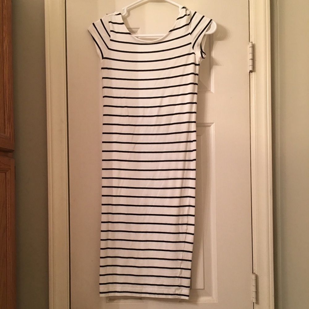 Black and white striped dress